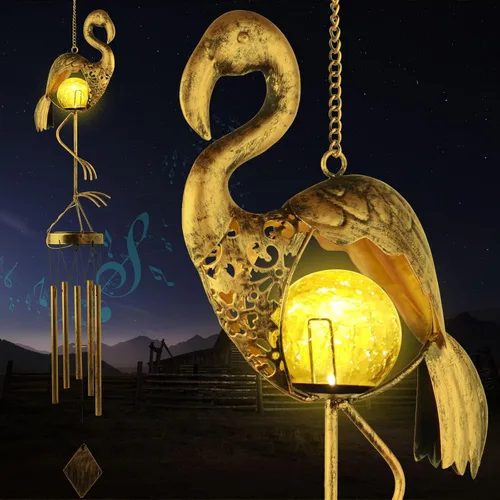 Vista 19 de Solar Wind Chimes Sun Decor Gift for Women Cracked Glass Light Wind Chime