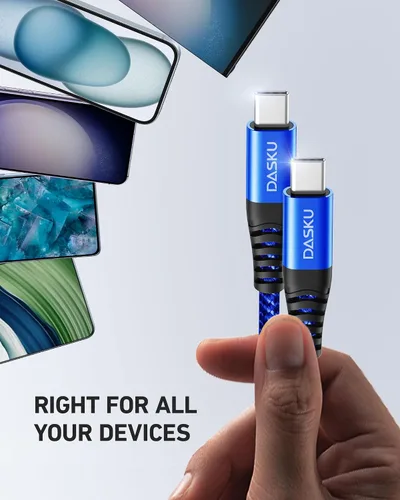Vista 48 de Dasku iPhone 17 USB C a USB C de carga rápida, 60 W (3.1 A), paquete de 2 cables cargador de carga de 3 pies tipo C para iPhone 17/16/15/15 Plus/15