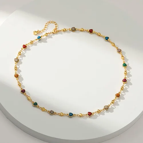 Vista 55 de Gargantilla con cuentas para mujer, chapada en oro de 18 quilates, gargantilla delicada para mujer