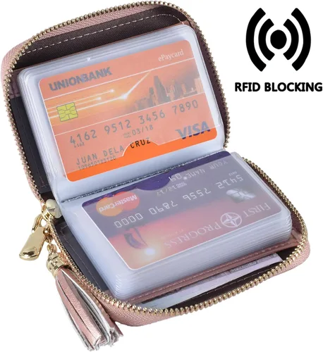 Vista 3 de Yuhan Pretty - Tarjetero de piel para tarjetas de crédito y carnet de identidad, con tecnología RFID, para mujer
