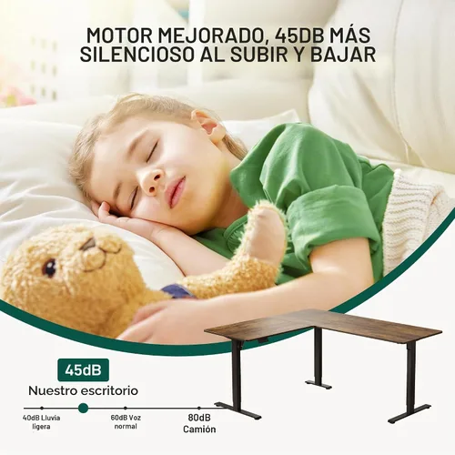 Vista 8 de FEZIBO Escritorio de pie en forma de L de 63 pulgadas, escritorio de esquina ajustable en forma de L, escritorio ajustable en forma de L con tablero