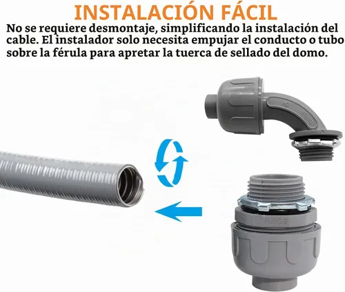 Vista 7 de Conector hermético de líquido de 3/4 pulgadas, accesorios de conducto eléctrico de PVC, conector de conducto flexible recto de 180 grados
