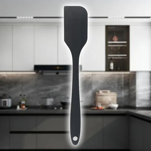 Vista 9 de Juego de espátulas de silicona resistente al calor, espátula de goma de grado alimenticio, 6 piezas, color negro Negro (balck)