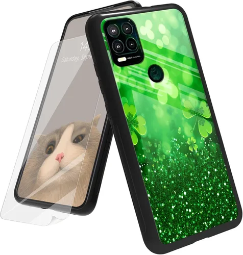 Vista 15 de Funda para Motorola Moto G Play 4G 2024 con protector de pantalla, parte trasera de vidrio templado + funda de silicona suave TPU absorción