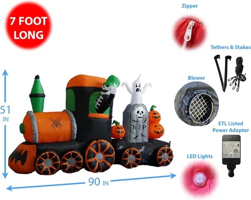 Vista 2 de 7 pies de largo Halloween esqueleto inflable en tren 2013 decoración para patio
