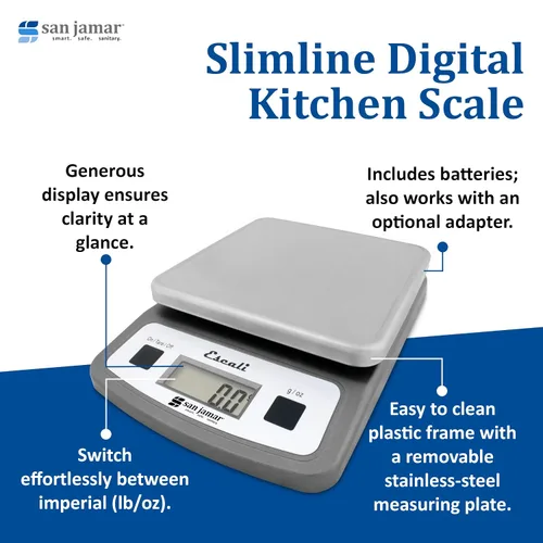 Vista 3 de San Jamar SCDG2LP Báscula digital de bajo perfil para alimentos/cocina, capacidad de 2 libras