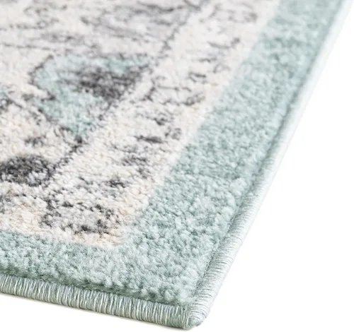 Vista 6 de Unique Loom Parker Collection - Alfombra de área Kokulu (2 x 3 pies, rectangular, aguamarina/beige)