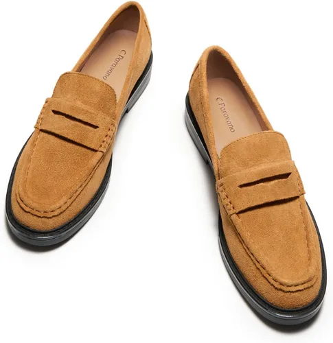 Vista 9 de C.Paravano Mocasines Penny de cuero genuino para mujer, mocasines planos Negro