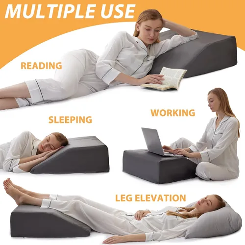 Vista 2 de Almohadas de elevación de piernas, almohadas de piernas para dormir, parte superior de espuma viscoelástica de gel refrescante, almohada de cuña