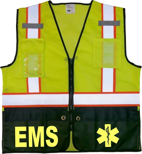 Vista 9 de Chaleco de seguridad EMS Survivor, Tipo R Clase 2, logotipos reflectantes con bolsillo trasero gigante.