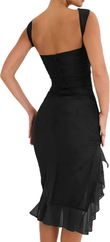 Vista 2 de Vestido fruncido con volantes Y2K para mujer