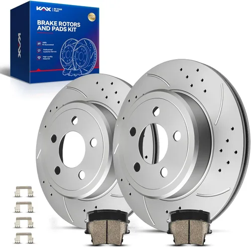 Vista 69 de Kit de freno delantero KAX, rotores de freno ranurados y con hendiduras, pastillas de freno cerámicas Compatible con Honda Accord 1990 1991 1992