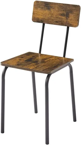 Vista 7 de Juego de mesa de comedor, industrial de 5 piezas con 4 sillas de comedor con respaldo, ideal para restaurantes, desayunador, pub
