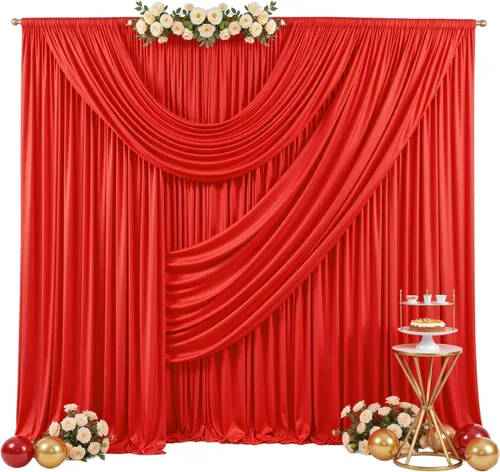 Vista 36 de Paneles de cortinas de fondo negras de 10 pies x 10 pies para fiestas, fiestas de cumpleaños, sin arrugas, cortinas de telón de fondo de tela