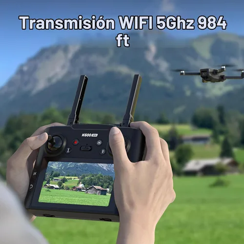 Vista 2 de Dron GPS con cámara EIS de 4.5 pulgadas, pantalla LCD en el controlador, FPV Drones Al Track&Orbit Mode con profesional con retorno automático Negro