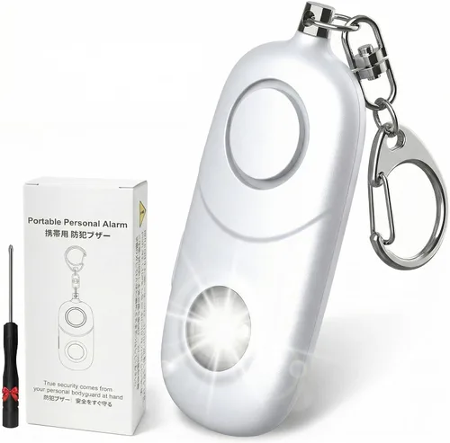 Vista 16 de Alarma personal para mujeres, llavero de alarma: Qoosea 135dB llavero de emergencia sirena con luz estroboscópica sirena fuerte para mujeres, niños