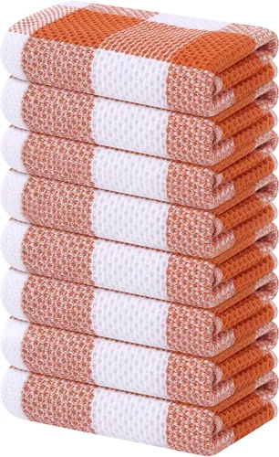 Vista 15 de Homaxy 100% Cotton Check 6 Pack Dish Cloths, 12" x 12", White & Pink Blanco & Rosa