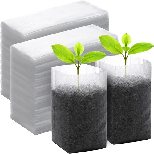 Vista 27 de GREANER 200 bolsas de vivero de plantas, 3.5 x 4.7 pulgadas, bolsas de cultivo de plantas de tela biodegradable no tejida, macetas de plantas