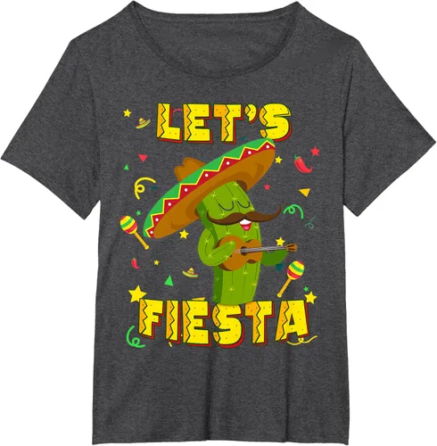Vista 24 de Cinco De Mayo - Camiseta de regalo con sombrero de cactus Let's Fiesta, Negro, S