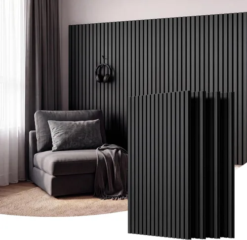 Vista 22 de Amsleekey Paquete de 4 paneles de pared de listones de madera acústica de Teca