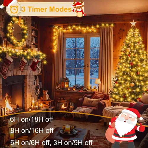 Vista 4 de echosari Guirnalda de 400 Luces LED de Navidad Conectables, Luces de Cadena Extra Largas de 66 Pies para Exteriores Conectables de Extremo a Extremo