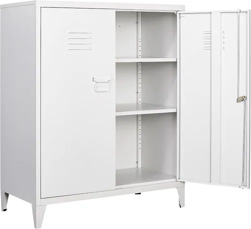 Vista 10 de Armario de almacenamiento de metal negro SISESOL con puertas y estantes, armario de exhibición con cerradura de 36 pulgadas con puertas de acrílico