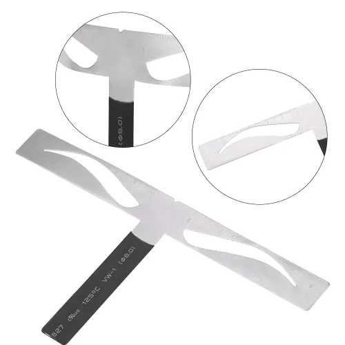 Vista 2 de Shopping Spree - Plantillas reutilizables para modelar cejas, 2 tipos de regla permanente para cejas, regla de extensión de equilibrio de cejas