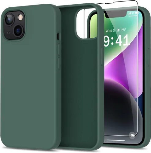 Vista 21 de bemal Funda para iPhone 14 Pro con protector de pantalla, silicona líquida de ajuste delgado, forro de microfibra suave, diseñada para mujeres