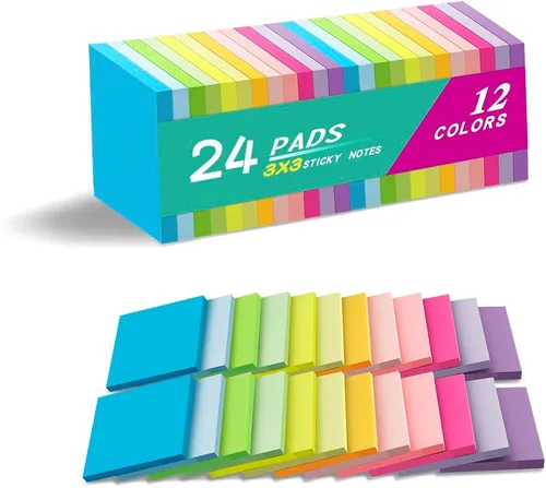 Vista 7 de (12 blocs) notas adhesivas de 3 x 3 pulgadas, almohadillas autoadhesivas de colores brillantes, fáciles de publicar para el hogar, oficina, cuaderno