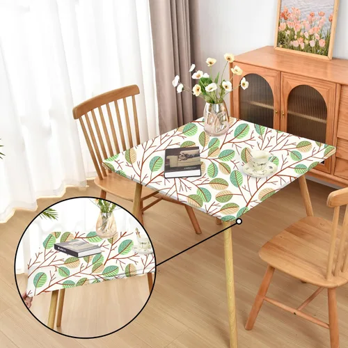 Vista 46 de Mantel ajustado blanco con elástico para mesas plegables de 48x48 pulgadas, manteles lavables y elásticos de elastano para mesas de cartas, manteles