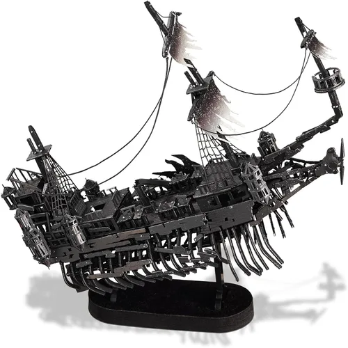 Vista 12 de Piececool - Rompecabezas de metal 3D para adultos, kits de construcción de modelos de barco pirata de La Reina Ana la Venganza, kit de construcción