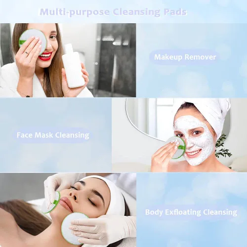 Vista 6 de Almohadillas desmaquillantes reutilizables, toallitas para eliminar maquillaje facial, paños de limpieza faciales lavables, hipoalergénicos