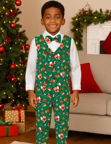 Vista 116 de A&J DESIGN Conjunto de traje de caballero para niños pequeños, 3 piezas, camisas, chaleco y pantalones