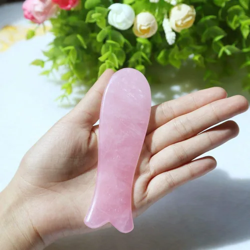 Vista 10 de Bonito raspador de piedra Gua sha tabla de raspar herramientas de masaje (aventurina verde rosa cóncava)