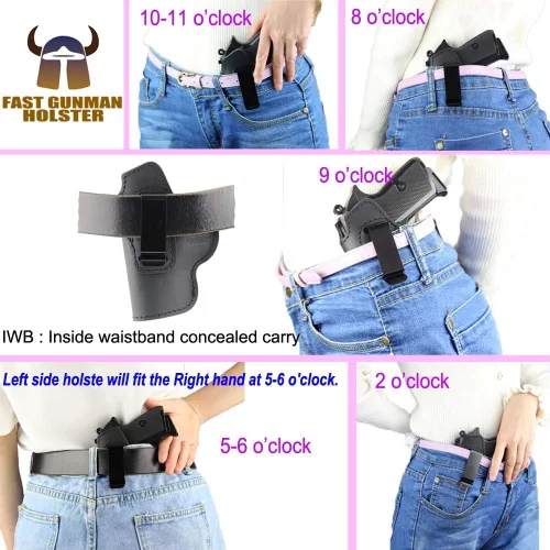 Vista 4 de IWB - Funda de cuero para interior de cintura oculta que se adapta a: Taurus G2C G3C / G2S / TH9c TH40c COMPACT / PT111 MILLENNIUM G2 / 709 740 SLIM