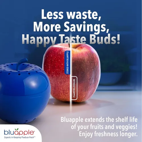 Vista 4 de Bluapple Produce Saver Absorbedor De Gas Etileno, Paquete De 2: Mantiene Las Frutas Y Verduras Frescas Por Más Tiempo En El Refrigerador Y Fruteros