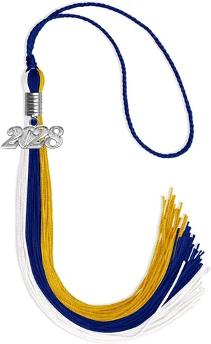 Vista 86 de Endea Graduation Borla de triple color con gota de fecha plateada (negro/dorado/granate, 2020)