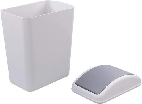 Vista 7 de Ggbin Cubos de Basura de Plástico con Tapa Giratoria, Cubos de Basura de Cocina Gris de 16 L
