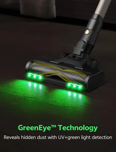 Vista 4 de Ultenic Aspiradora inalámbrica, 600 W, 60 KPA, 65 minutos para el hogar, aspiradora inalámbrica con luz verde, autoportante y plano de 180°, cepillo