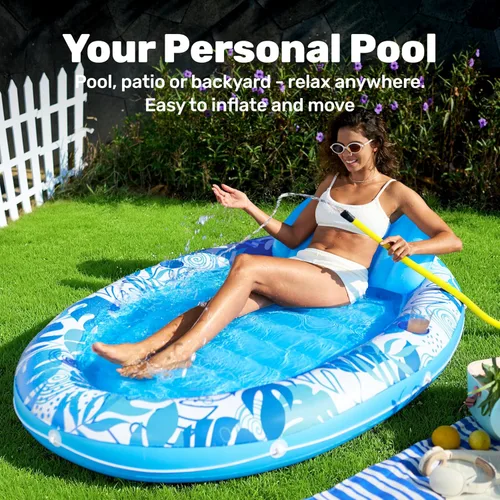 Vista 4 de Sloosh Flotador inflable para piscina, flotador ovalado de 70 x 50 pulgadas para adultos, flotadores de balsa para piscina, tumbona personal
