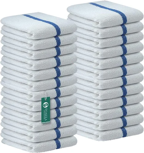 Vista 8 de Bar Mop Azul y Oro Rayado 10 lbs 16x19 Paquete de 60, 100% Algodón Cosido Doble Listo para Uso en Ruta Toallas de Cocina Absorbentes Toallas