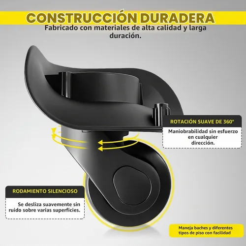 Vista 4 de Ruedas de equipaje de repuesto para maleta, ruedas de repuesto para reparación de ruedas de equipaje (H041-S- un par)