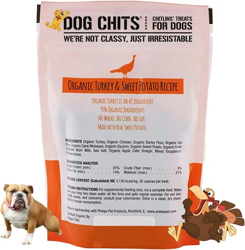 Vista 2 de Dog Chits Pavo y batata suave masticable para perros – Masticables para perros y cachorros Hecho en Estados Unidos Pavo orgánico Golosinas