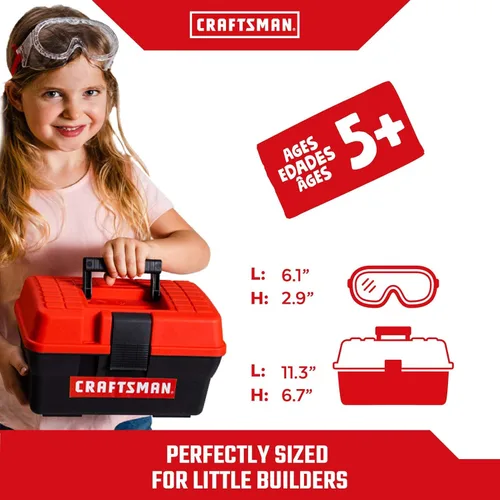 Vista 3 de Caja de herramientas+juego 4-5 piezas PH Mini destornillador, Mini destornillador plano, cinta métrica, gafas de seguridad, caja de herramientas