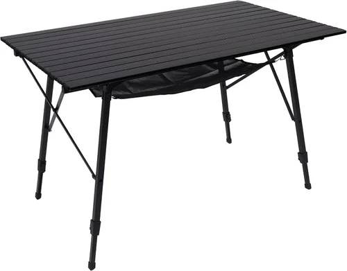 Vista 13 de PORTAL Mesa de camping plegable portátil con patas ajustables, mesa plegable de aluminio mesa enrollable con bolsa de transporte para exteriores