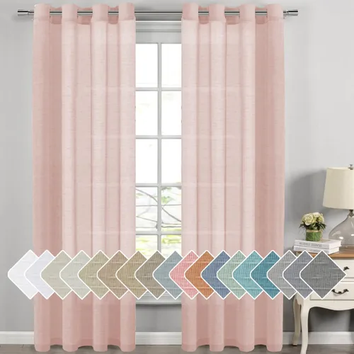 Vista 129 de H.VERSAILTEX Cortinas de lino de mezcla natural para sala de estar/cortinas de lino semitransparentes reductoras de luz de 54 pulgadas de largo