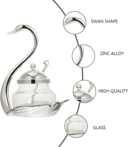 Vista 4 de DOITOOL Contenedor transparente de vidrio para condimentos, contenedor de cisne, caja de condimentos, recipiente de azúcar para sótano de sal