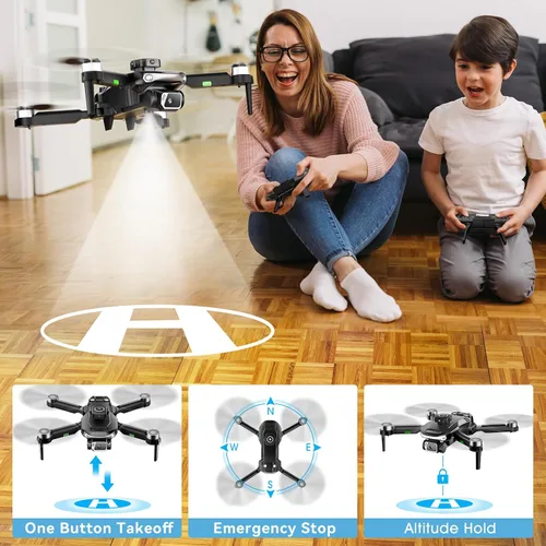 Vista 11 de Dron S165 con cámara 1080P, Drone de control remoto plegable para adultos