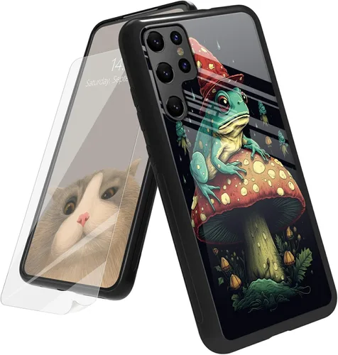 Vista 79 de Funda para Samsung Galaxy A12 5G con protector de pantalla, parte trasera de vidrio templado + TPU de silicona suave que absorbe los golpes