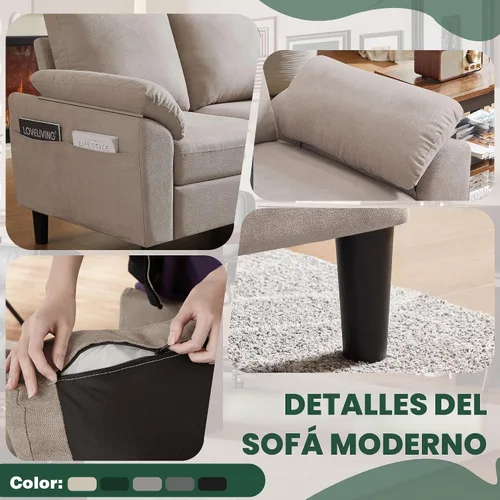 Vista 7 de Sofá modular convertible de 80 pulgadas, sofá pequeño en forma de L de 3 asientos con diván de almacenamiento reversible, sofá moderno de tela